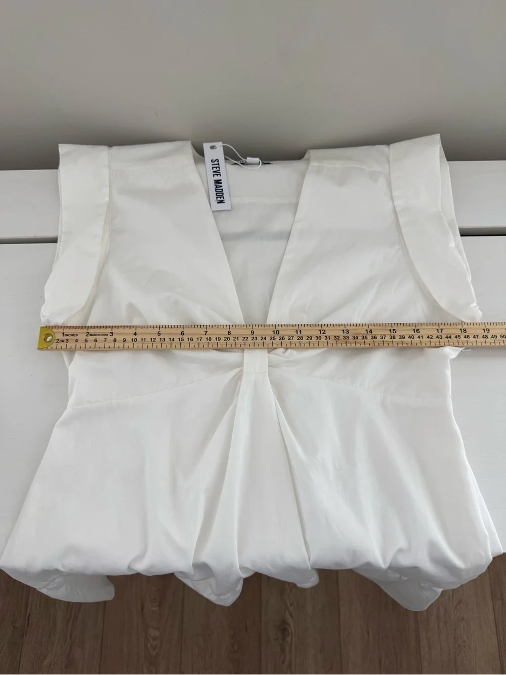 Steve Madden NWT White Cotton Poplin Mini Dress Size L Hidden Side Zip